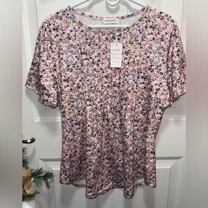 Pastel Floral Blouse - Pink and Blue